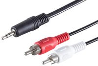 1aTTack.de 5x 15m - Zwarte 3,5 mm jackplug naar 2x RCA-plug stereo audiokabel met gegoten stekkers en vernikkelde contacten. Perfect voor hifi-systemen, luidsprekers en versterkers.