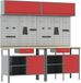 vidaXL Ensemble d'établi, 8 pièces, rouge et gris