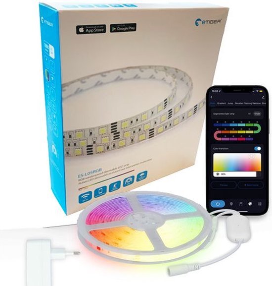 ETIGER Slimme LED Strip - RGB - IP65 - 5 Meter