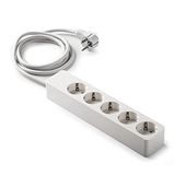 FAMATEL Aansluitstrip 5 aansluitingen, kabel 1,5 m, tot 3680 W, 16 A, 250 V, kinderbeveiliging, uitlijning aansluitingen 45 graden, voorkomt verborgen verbruik, wit