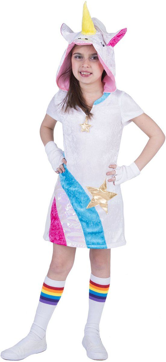 Funny Fashion Verkleedpak Eenhoorn jurk meisje Unicorn Twinkle Light 164