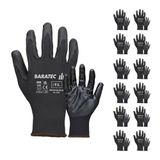 Baratec zwarte PU-werkhandschoenen, 12 paar, maat XL