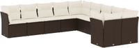 vidaXL 10-delige Loungeset met kussens, polyrattan, bruin