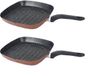 MAGEFESA Set van 2x stuks aluminium professionele grillpan Burgos vierkant met anti-aanbak laag 27 cm
