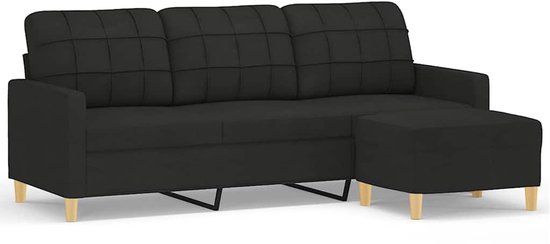 vidaXL Driezitsbank met voetenbank 180 cm stof zwart