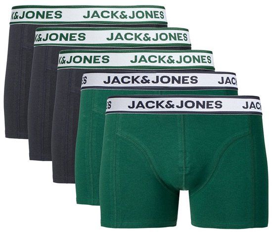 JACK & JONES PLUS SIZE JACK&JONES JACNOLAN SOLID TRUNKS 5 PACK PLS SN Rain Forest Effen Jongens Boxershorts 5XL