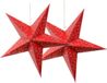 Decoris Verlichte Kerststerren - 2 stuks - Rood - 60 cm - Papier - Op Batterijen