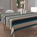 Soleil d'ocre Bayaderes Tafelkleed, vierkant, vlekbestendig bedrukt tafelkleed, 180 x 180 cm, blauw