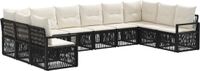 vidaXL Tuinbank - Set - 10 zitplekken - Zwart - Polyrattan