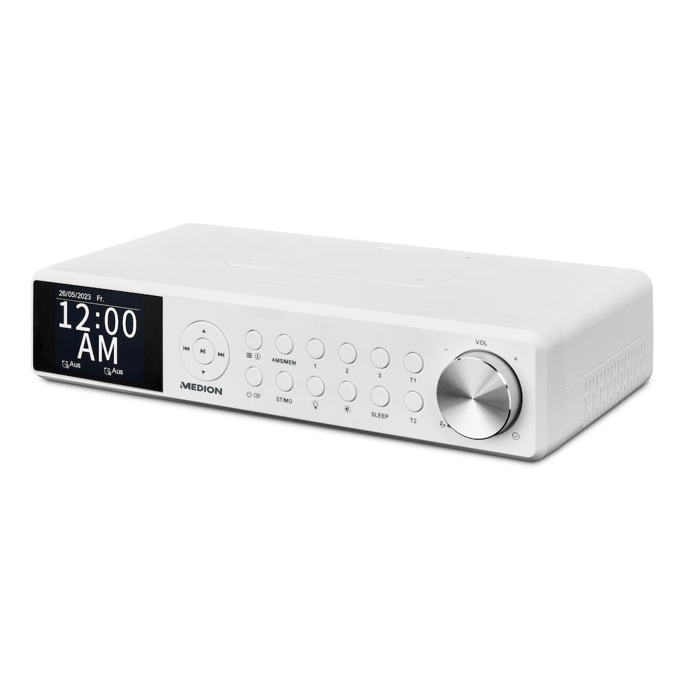 MEDION P66750 Klok Digitaal Wit DAB+, PLL, UKW, Bluetooth 5.0, 6W, Wit