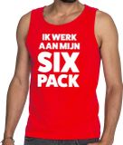 Bellatio Decorations Shoppartners Bv Ik werk aan mijn SIX Pack tekst tanktop / mouwloos shirt rood heren - heren singlet L