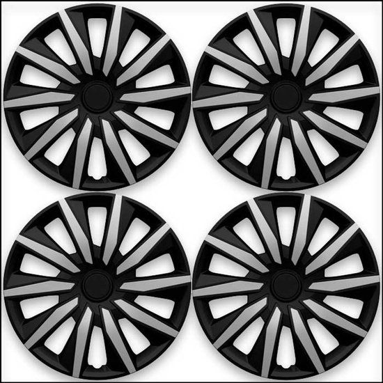 AutoStyle DECENTE Wieldoppen 15 inch zilver/zwart (set van 4)
