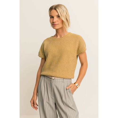Expresso Gebreide trui met glitters - oker