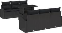 vidaXL Tuinbank - Set - 7-zits - Zwart - Polyrattan