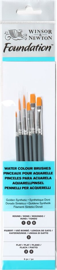 Winsor & Newton Foundation aquarel korte penselen set 6 delig