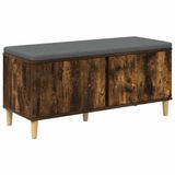 vidaXL Hallenbank met kussen en opslag, Gerookte Eik, 100 x 38 x 46 cm