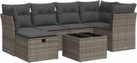 vidaXL 7-delige loungeset met kussens, polyrattan, grijs