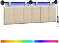 vidaXL Hangend hoofdbord met LED-verlichting Crèmekleurig Stof