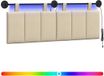 vidaXL Hangend hoofdbord met LED-verlichting Crèmekleurig Stof