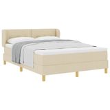 vidaXL Boxspring bed met hoofdeinde Crème 140 x 190 cm Stof