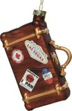 Kaemingk Décoration de Noël verre 12 cm valise boules de Noël voyage soufflé bouche brun