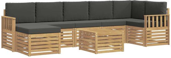 vidaXL Hoek loungeset 7 zitplaatsen Wit en antracietkleurig Polyester