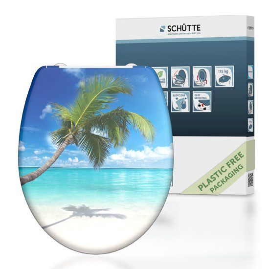 Schütte WC-Bril 82363 CARRIBEAN - Duroplast - Soft Close - Afklikbaar - RVS-Scharnieren - Decor - 3-zijdige Print