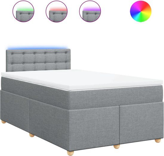 vidaXL Boxspring met matras stof lichtgrijs 120x200 cm