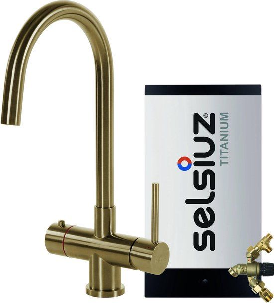 Selsiuz kranen Selsiuz Rond Gold / Goud met TITANIUM Combi (Extra) boiler - 350288