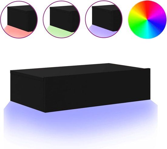 vidaXL TV-meubel met LED-verlichting zwart 60x35x15,5 cm