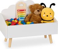 Merkloos Relaxdays speelgoedkist, wolkvorm, 45 x 58 x 28 cm, wit