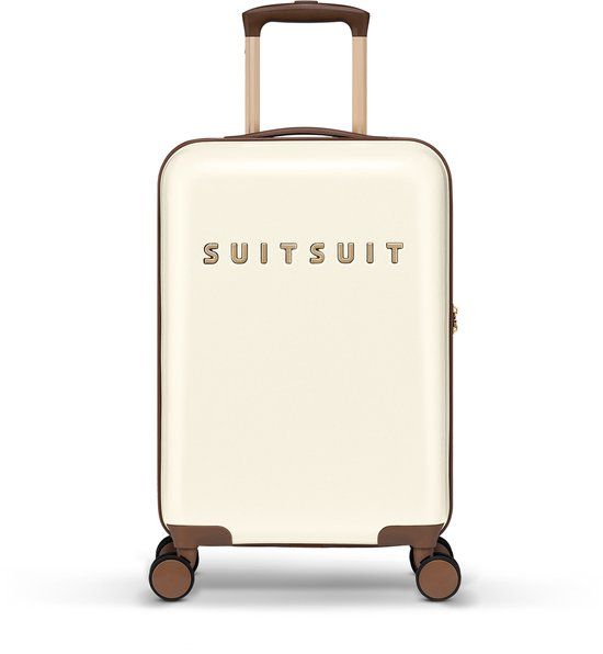 SUITSUIT Fab Seventies Antique White Handbagage Trolley 55cm - Hardcase - TSA Lock - 4 Wheels