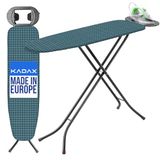 KADAX Strijkplank, 110 x 30 cm, opvouwbare plank met katoenen overtrek, ijzeren standaard, antislip voeten en in hoogte verstelbaar (blauw)
