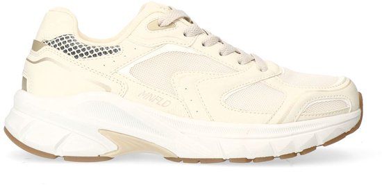Manfield - Dames - Witte crème sneakers met mesh details - Maat 41