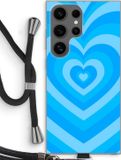 Case Company® - Samsung Galaxy S24 Ultra Hoesje met Koord - Hart Blauw - TPU Back Cover