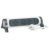 Legrand 694527, 3-voudig stopcontact, 1,5 m kabel, ultrawit/donkergrijs