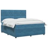 vidaXL Boxspringbed met matras en hoofdbord, blauw, 140 x 200 cm, fluweel