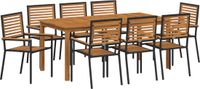 vidaXL Eettafel Set Zwart Massief Acacia Hout