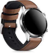 kwmobile horlogeband geschikt voor Huawei Huawei Watch GT / GT2 / GT3 (46mm) - Armband van leer in bruin/zwart