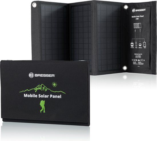 Bresser Mobiel Zonnepaneel - 21W - Zwart - Voor Smartphone & Tablets - 3x USB