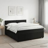 vidaXL Boxspringbed met matras, zwart, 140 x 200 cm, fluweel