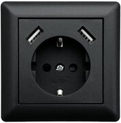 LEDmaxx opbouwcontactdoos zwart met 2x USB 2800mA