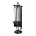 Relaxdays haardset, 5-delig, pook, asschep, borstel, tang & standaard, open haard, haardgereedschap, gietijzer, zwart