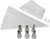 Zenker Set van 20 spuitzakken van plastic met roestvrijstalen en plastic spuitmondjes 32 cm