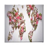 Homemania Wereldkaart voor woonkamer, slaapkamer, meerkleurig, 60 x 3 x 60 cm, HM20KNV60 x 60 – 226, polyester, hout