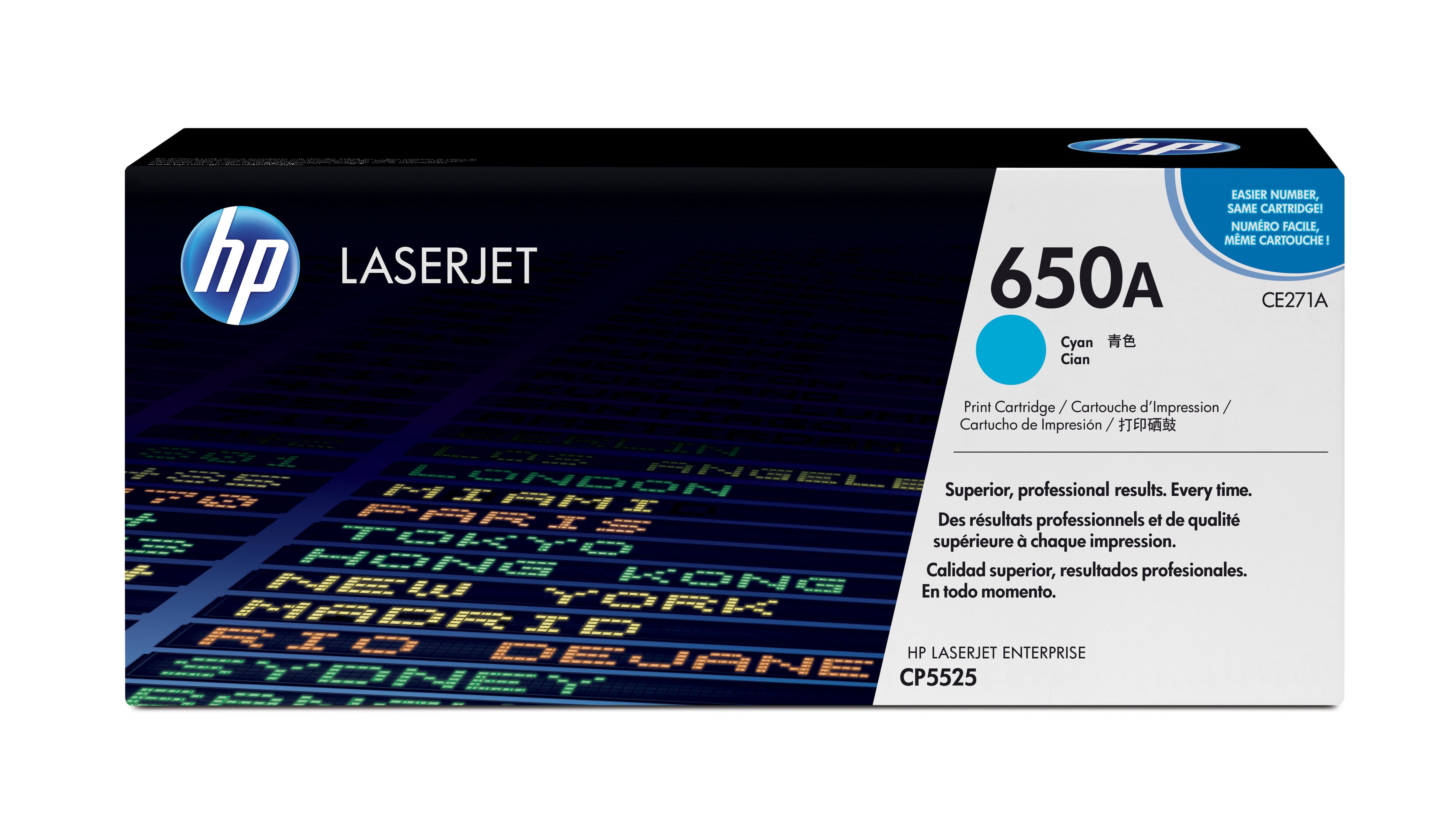 HP 650A Original Cyan Toner Cartridge - CE271A - 15000 Pages