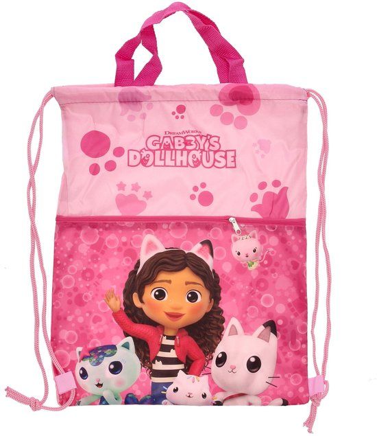 4KidsOnly Gabby's Dollhouse Gymtas met rits - Zwemtas - 40 cm - Roze - Voor Kinderen