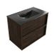 Saniclass Holz Frame Badkamermeubelset - 80x45x62cm - Vygo keramische wastafel zwart - 1 wasbak - zonder kraangat - 2 lades - mat eiken charcoal (hout) SW1578589/SW773931