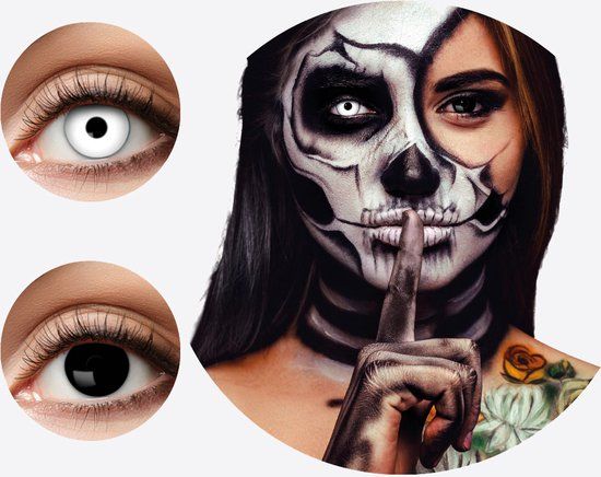 Duo Kleurlenzen Black vs White - Unieke Fantasie lenzen - 2 kleuren - Halloween