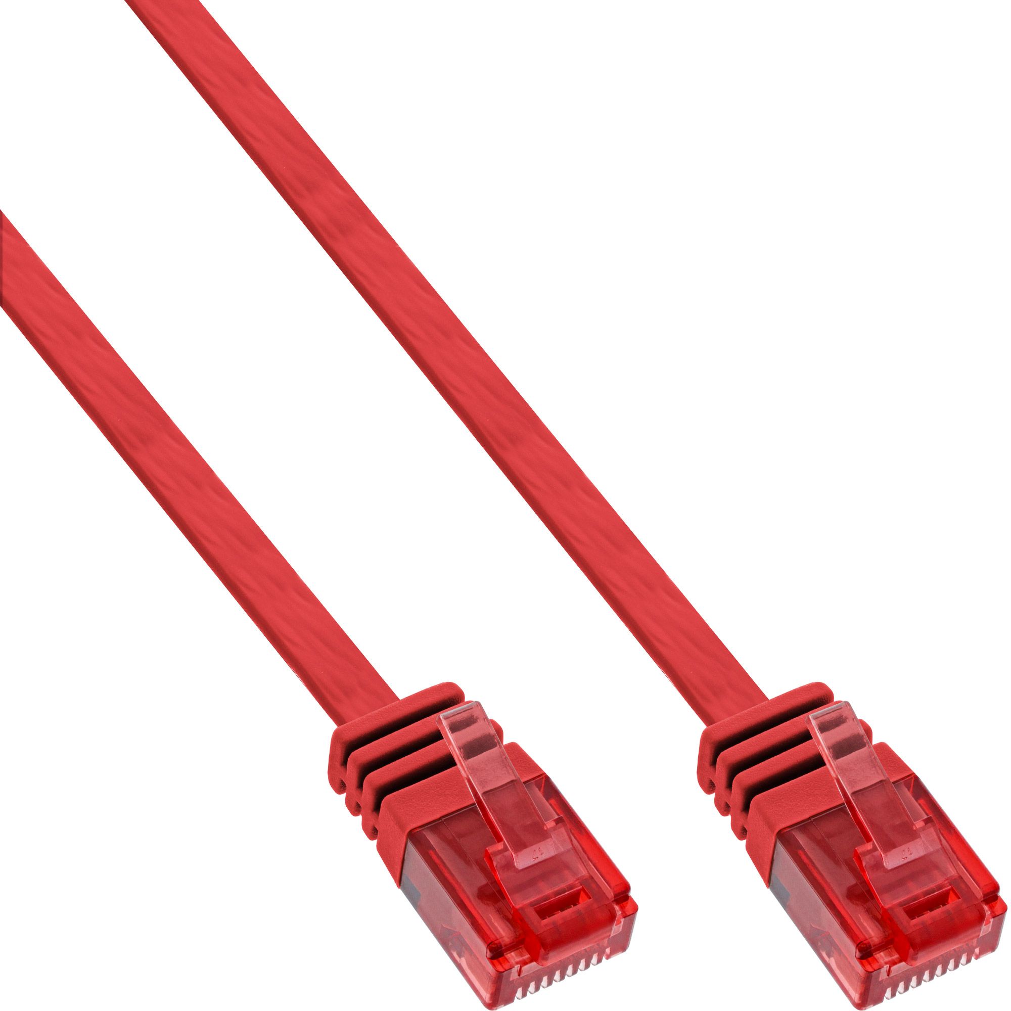 Inline Flat patch cord UTP Cat.6 5m Red